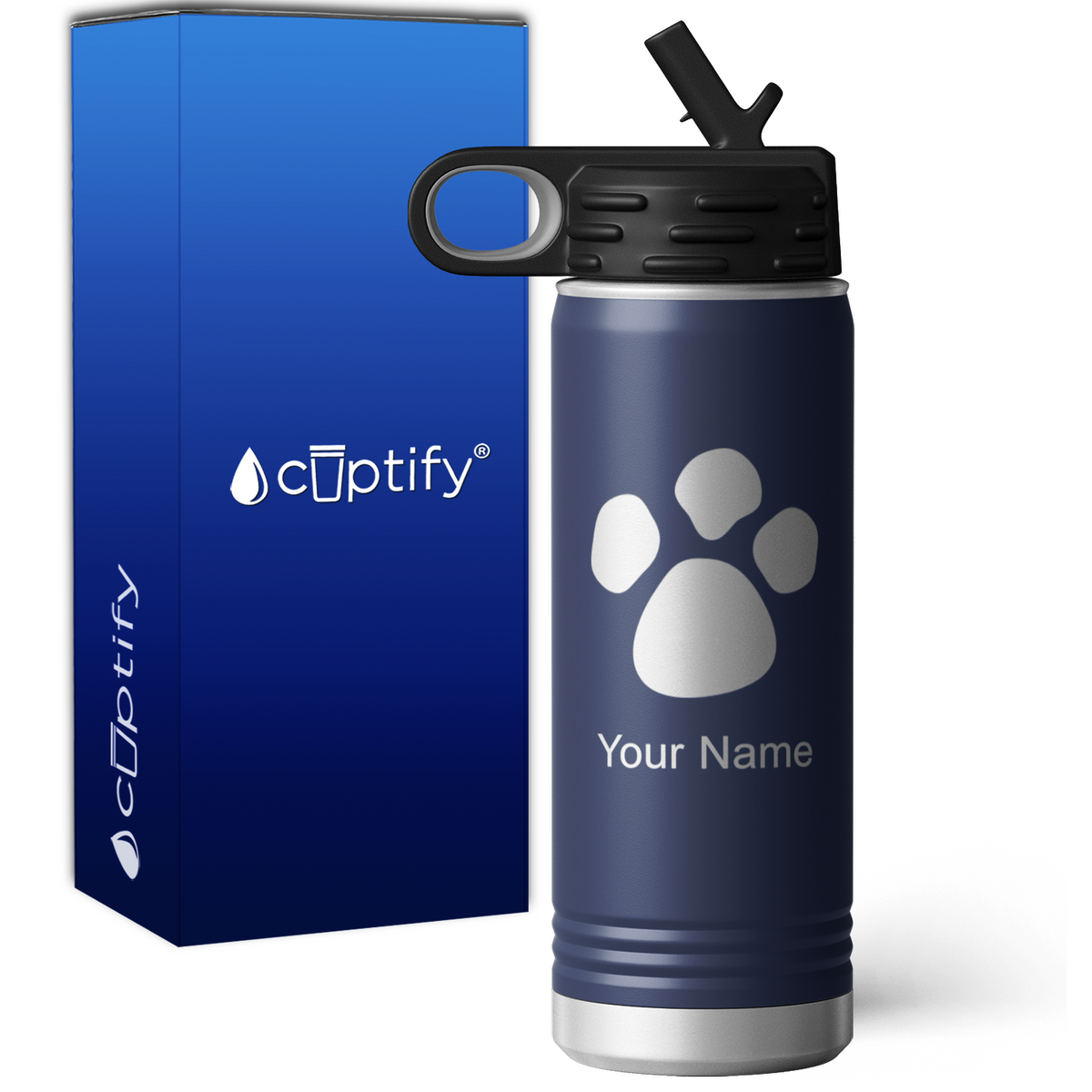 Paw Print Personalized 20oz Sport Water Bottle
