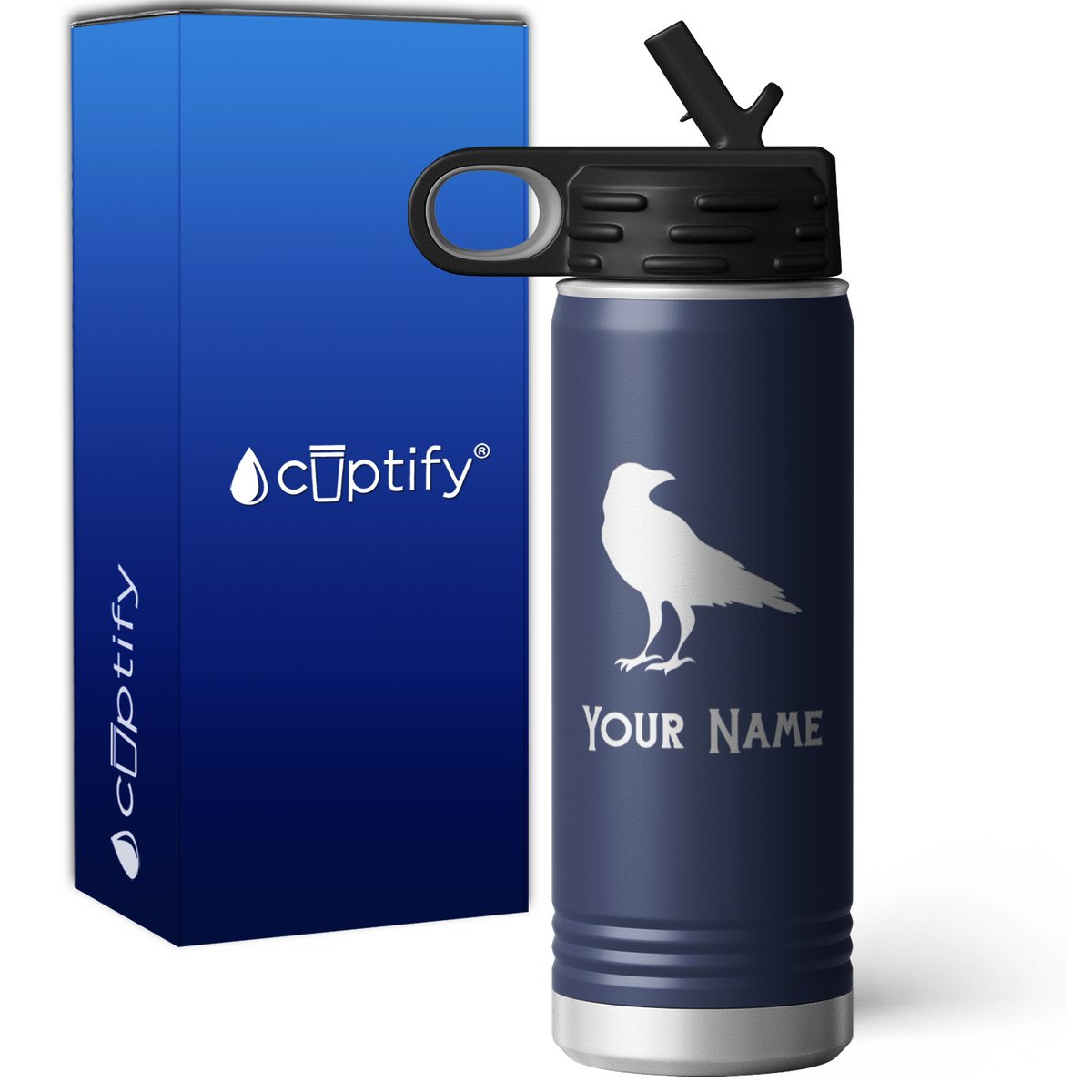 Black Crow Personalized 20oz Sport Water Bottle