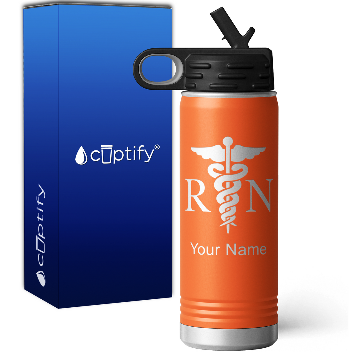RN Nurse Caduceus Personalized 20oz Sport Water Bottle