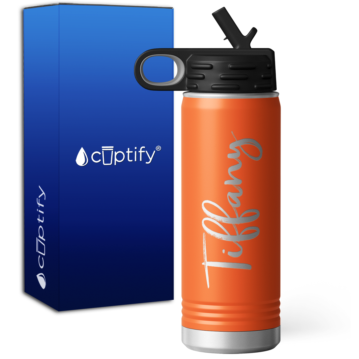 Personalized Orange 20oz Engraved Sport Water Bottle