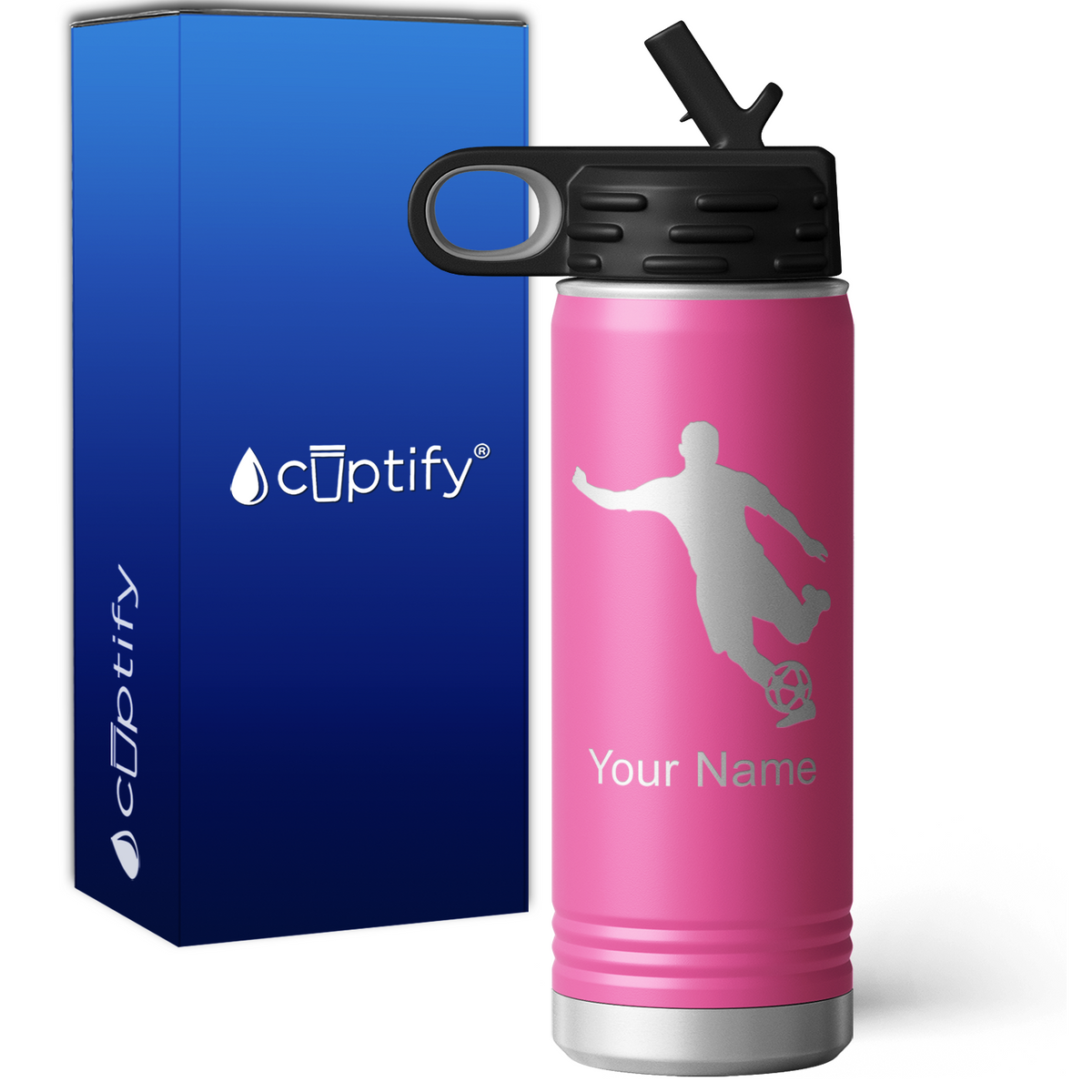 Soccer Player Personalized 20oz Sport Water Bottle