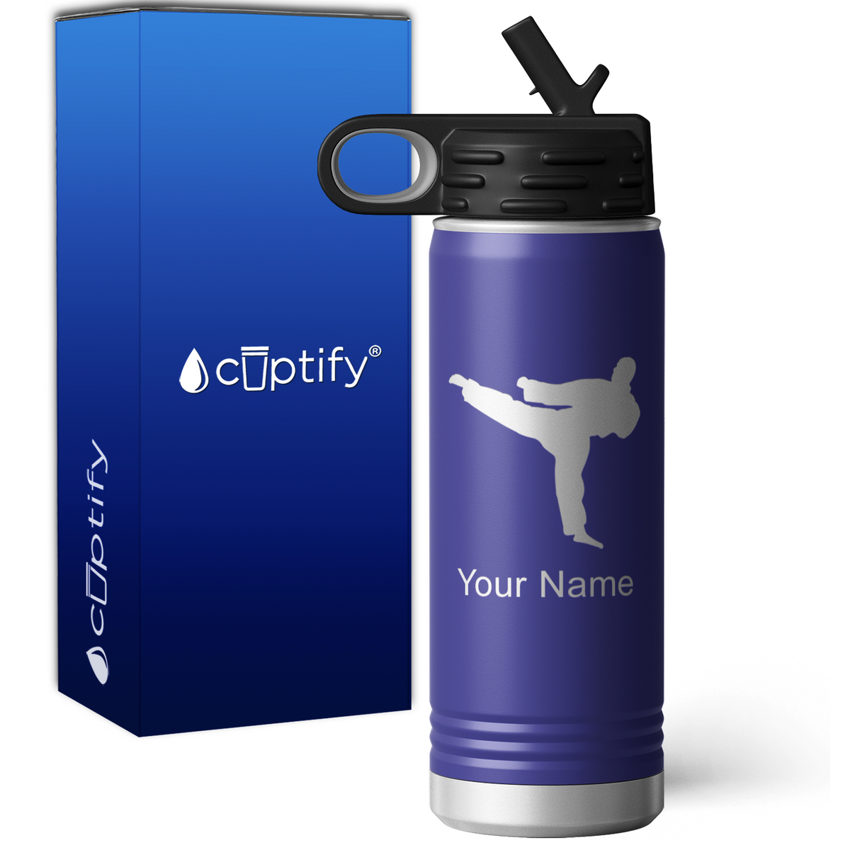 Karate Taekwondo Fighter Personalized 20oz Sport Water Bottle