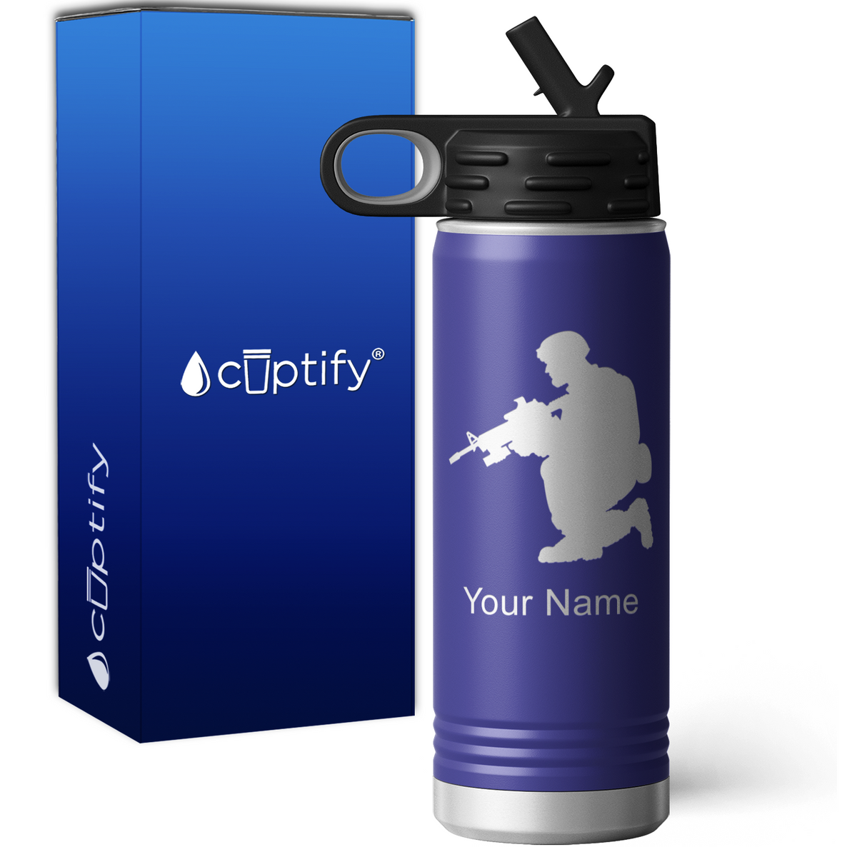 Soldier Combat Ready Personalized 20oz Sport Water Bottle