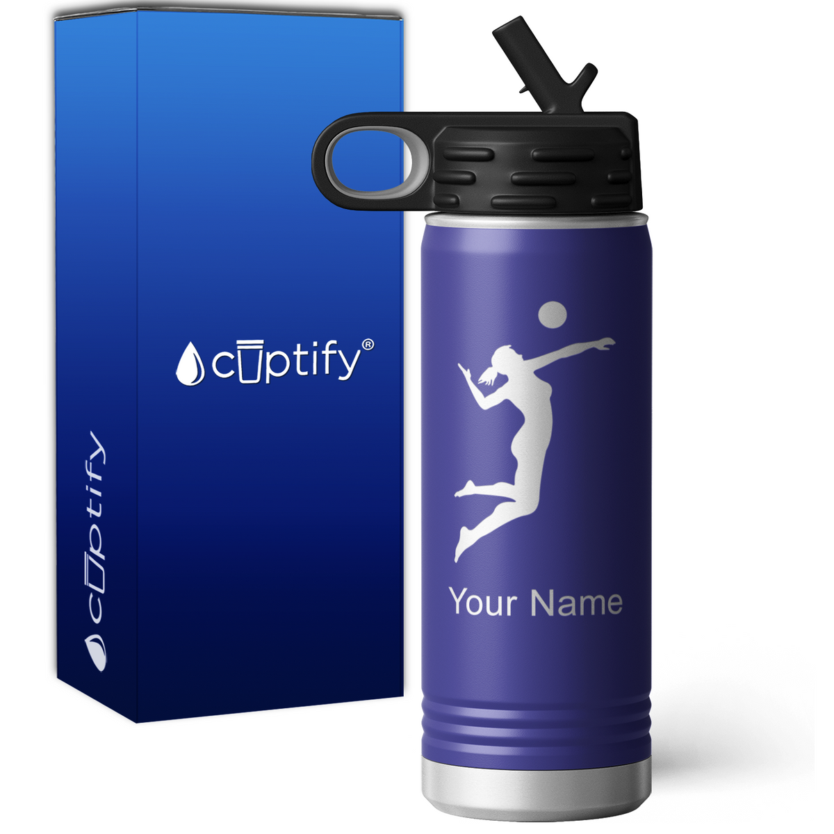 Serving Volleyball Player Personalized 20oz Sport Water Bottle