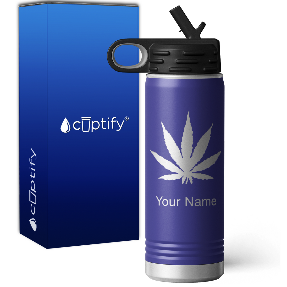 Marijuana Leaf Personalized 20oz Sport Water Bottle