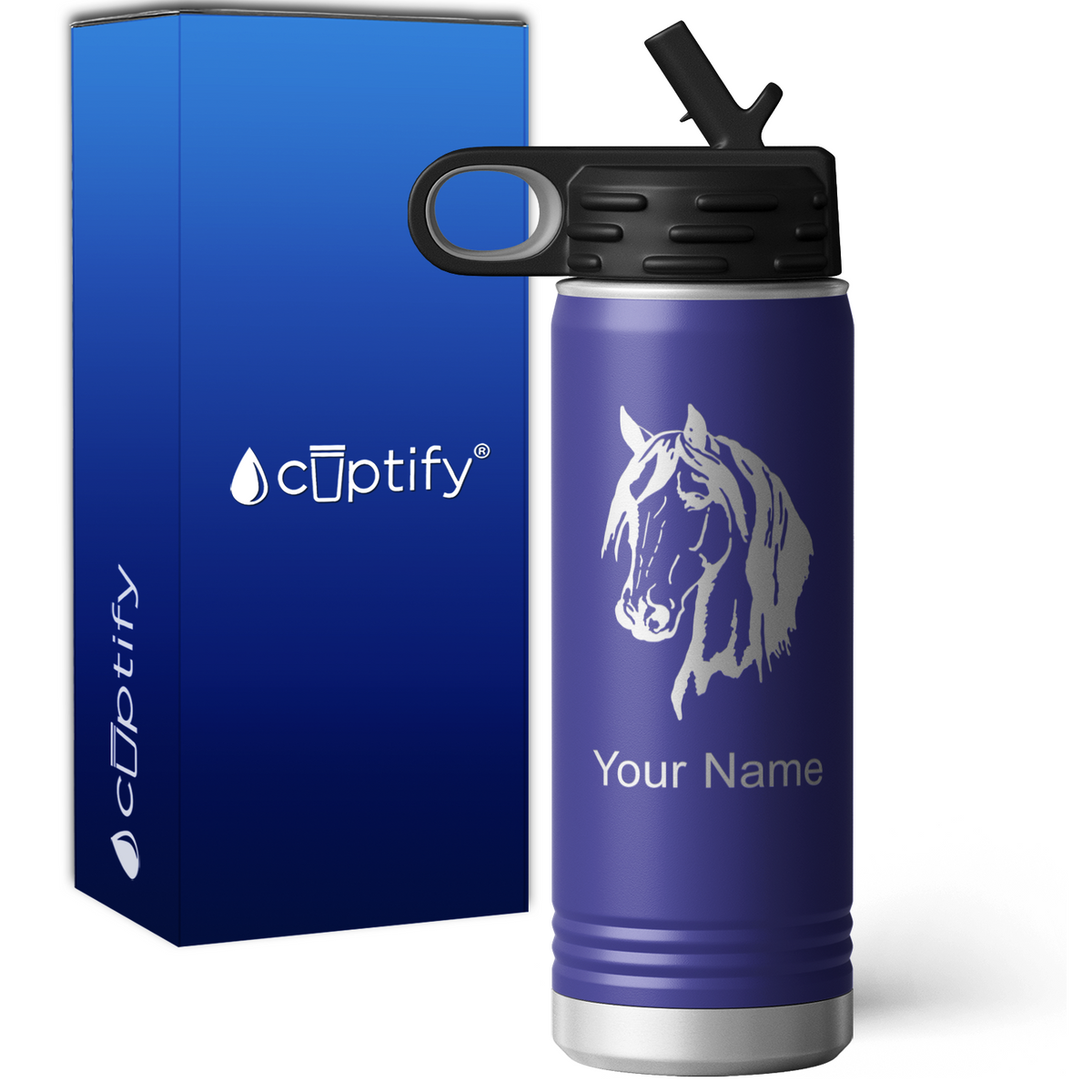 Horse Head Personalized 20oz Sport Water Bottle