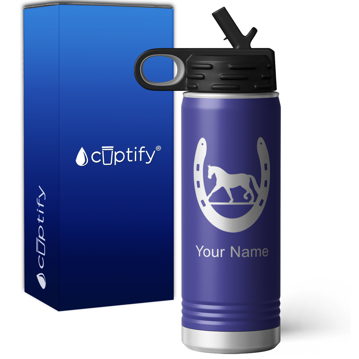 Horse Shoe Personalized 20oz Sport Water Bottle