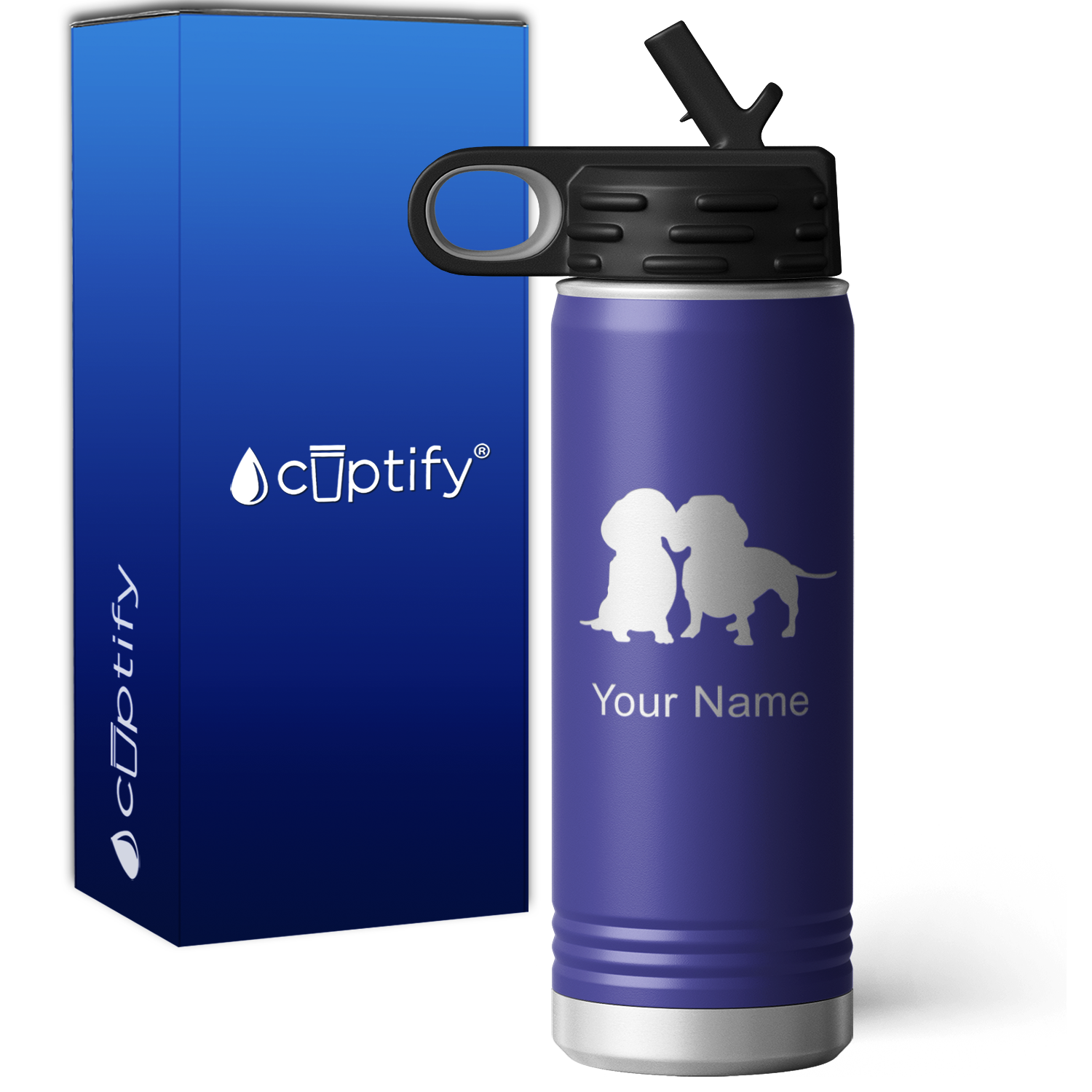 Two Dachshunds Personalized 20oz Sport Water Bottle
