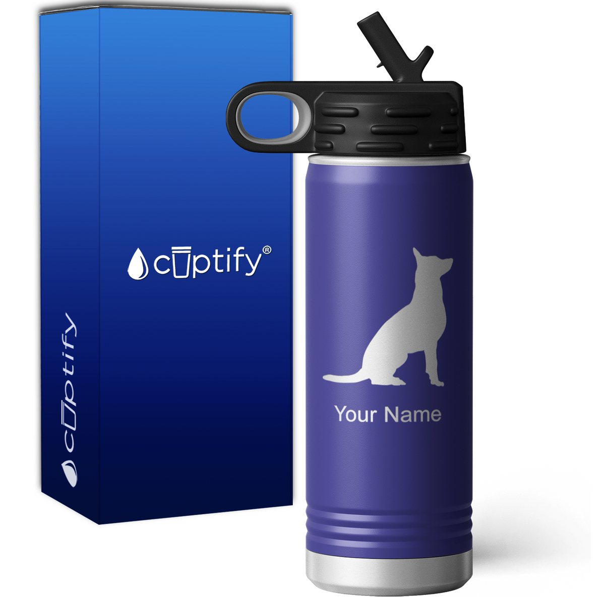 German Shepherd Personalized 20oz Sport Water Bottle