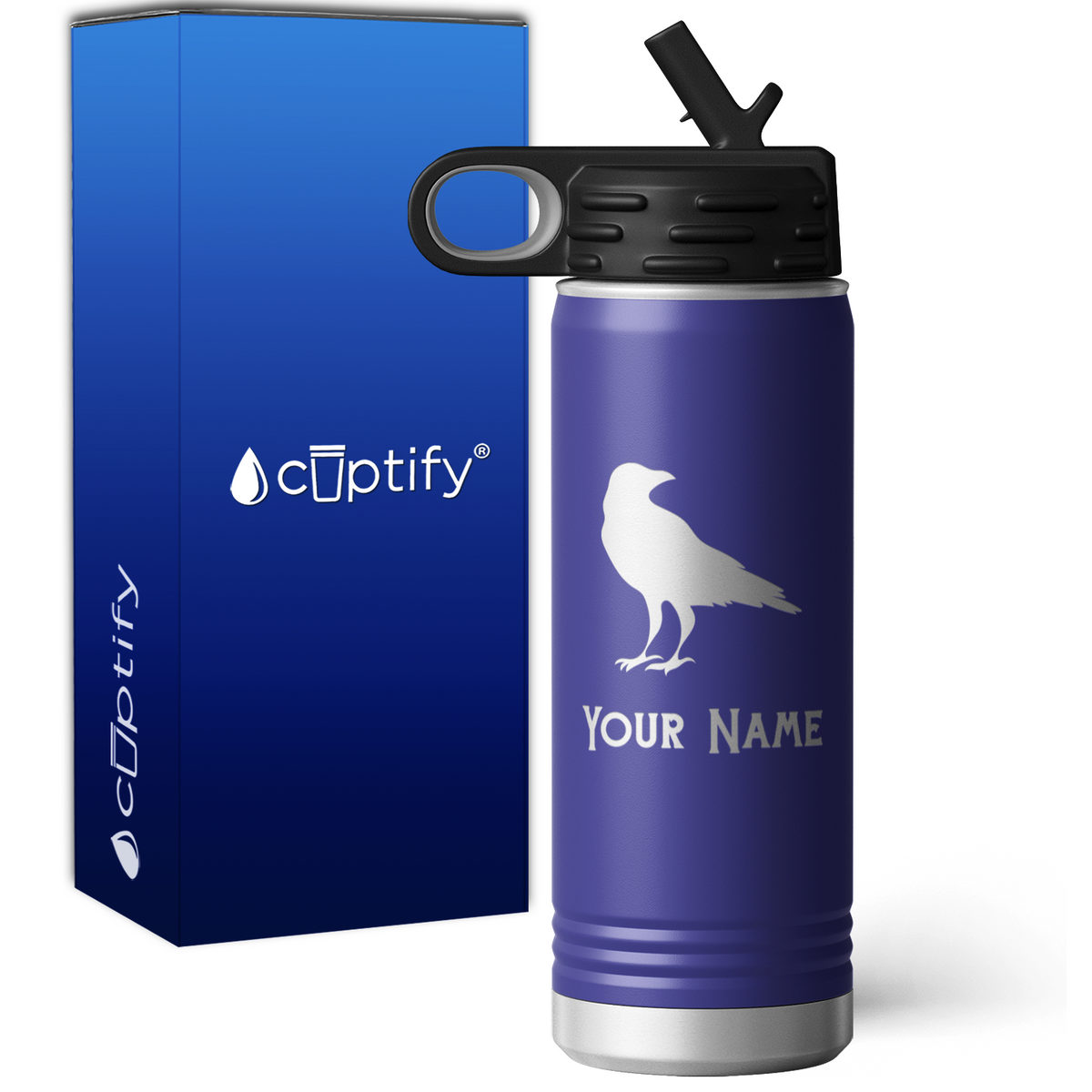 Black Crow Personalized 20oz Sport Water Bottle