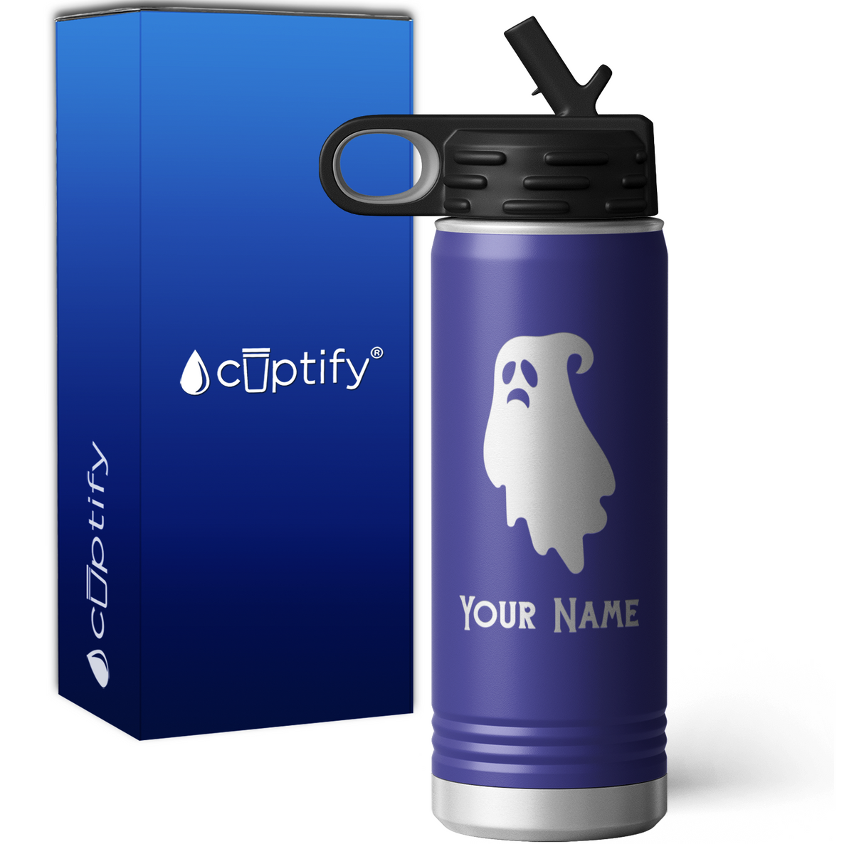 Sad Ghost Personalized 20oz Sport Water Bottle