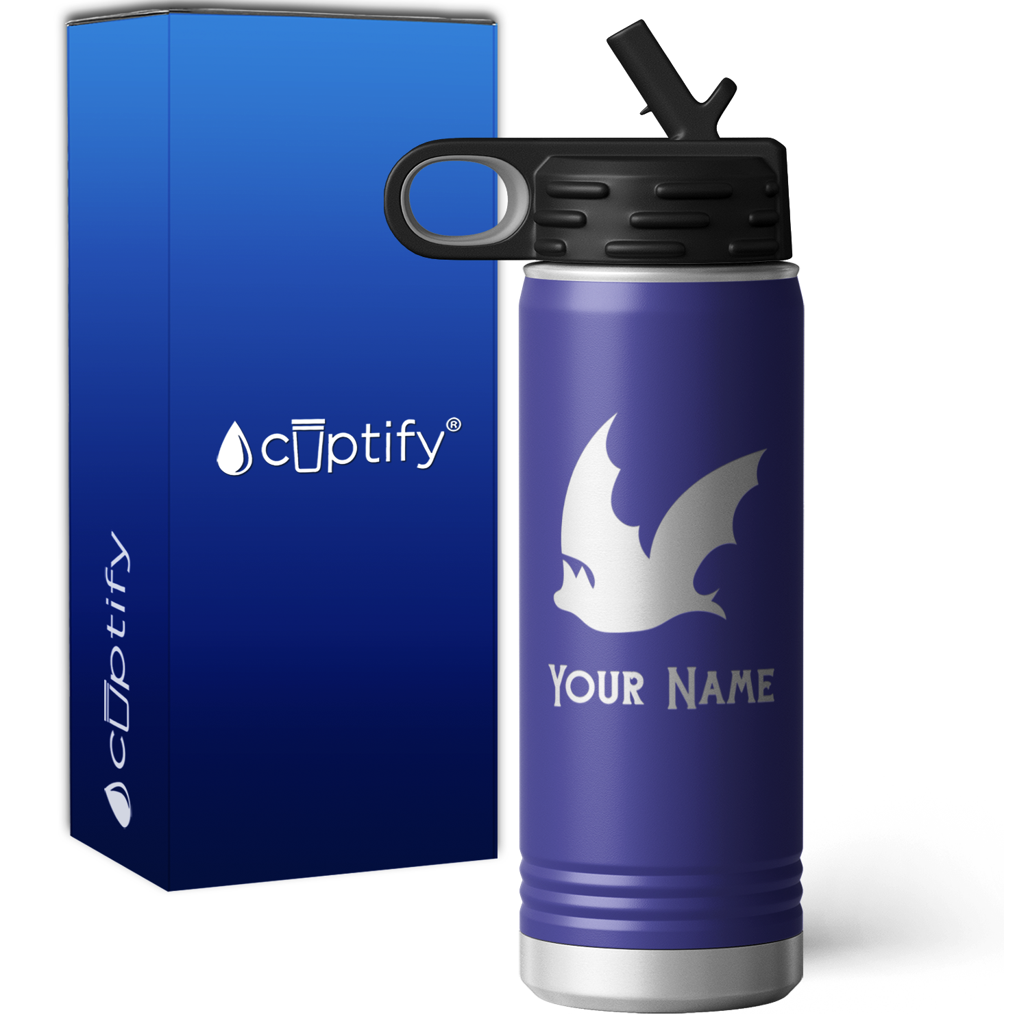 Flying Bat Personalized 20oz Sport Water Bottle