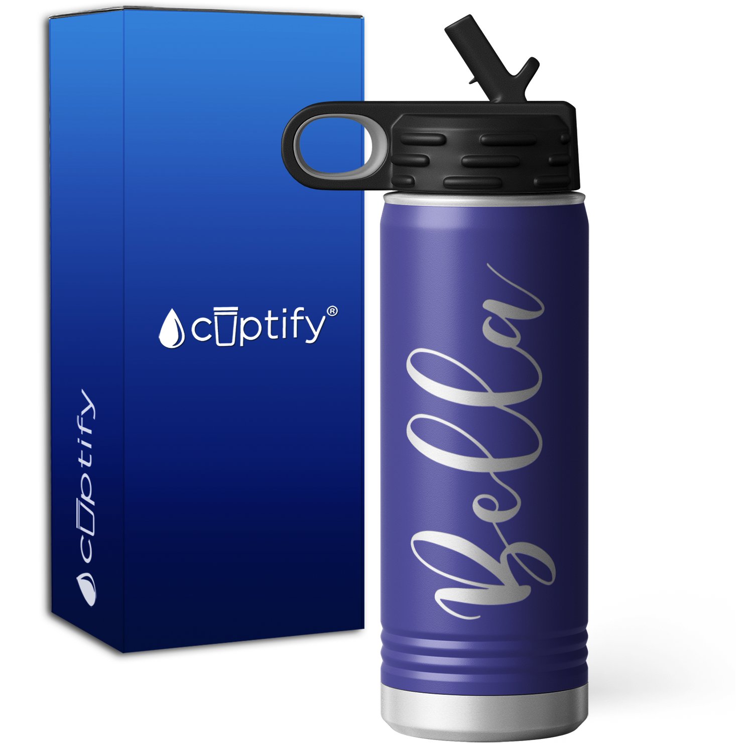 Personalized Purple 20oz Engraved Sport Water Bottle