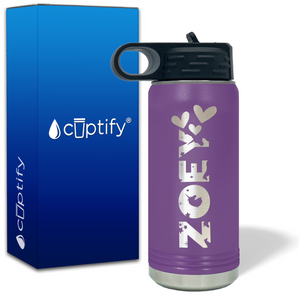 Kids Water Bottle Personalized with Name and Icon on 20oz Insulated Water Bottle