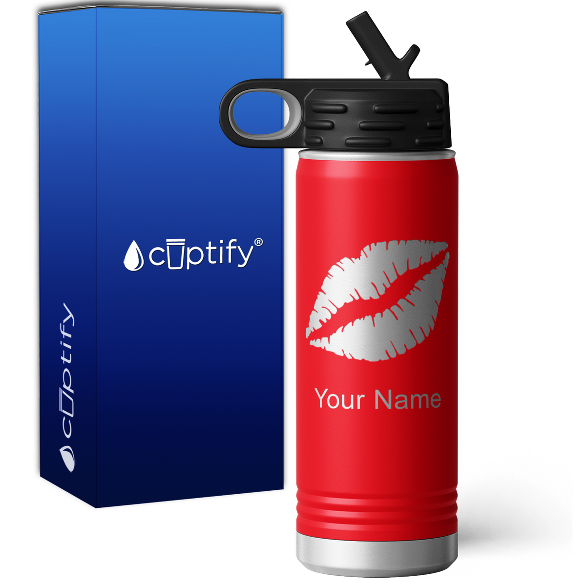 Kissing Lips Personalized 20oz Sport Water Bottle