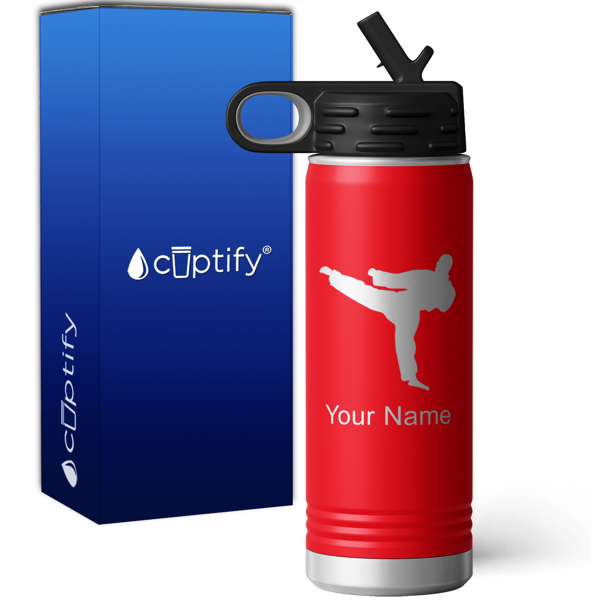 Karate Taekwondo Fighter Personalized 20oz Sport Water Bottle