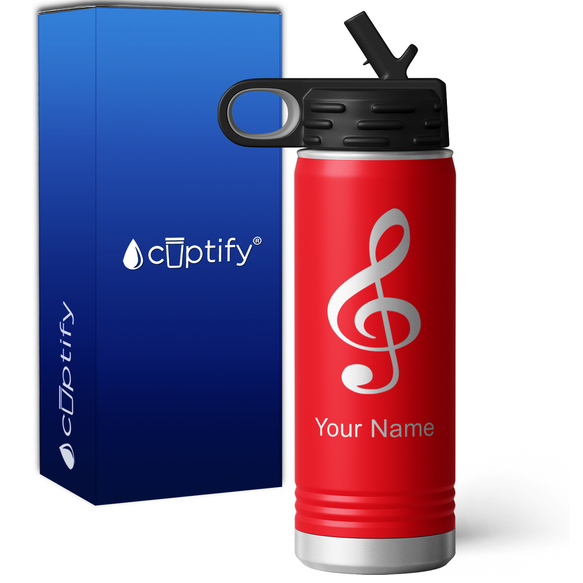 Treble Clef Music Symbol Personalized 20oz Sport Water Bottle