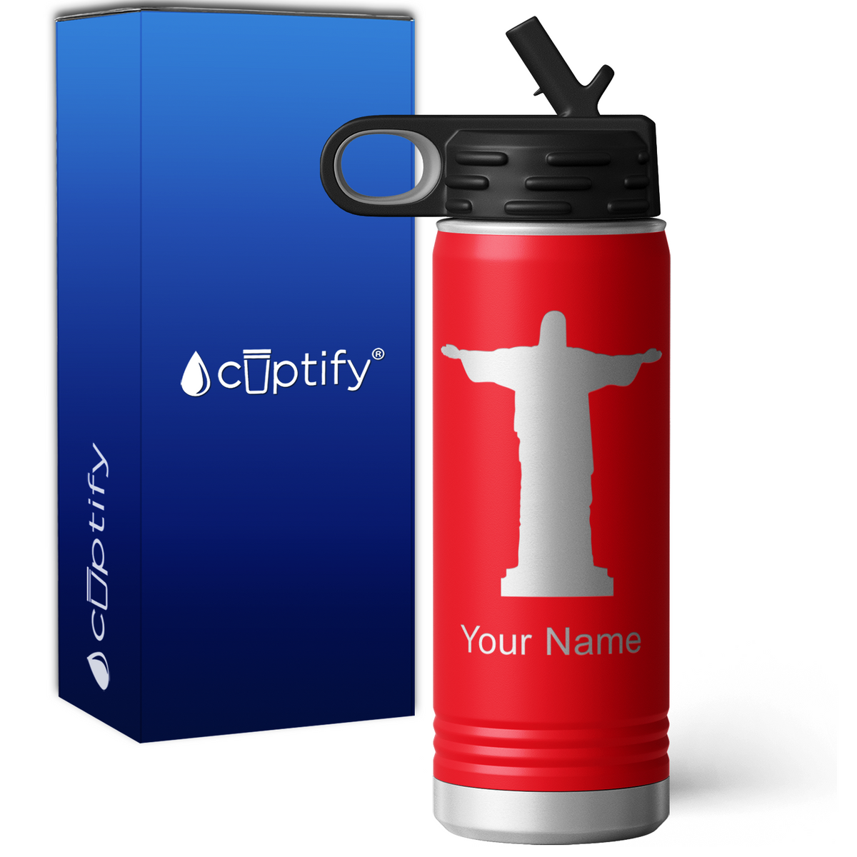 Christ the Redeemer Personalized 20oz Sport Water Bottle