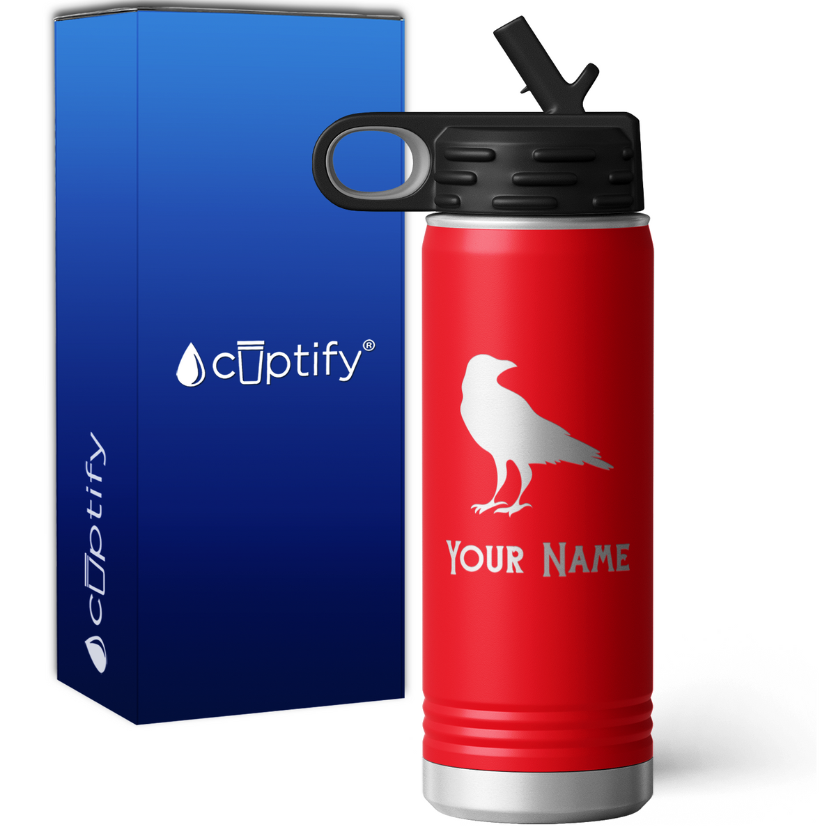 Black Crow Personalized 20oz Sport Water Bottle