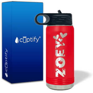 Kids Water Bottle Personalized with Name and Icon on 20oz Insulated Water Bottle