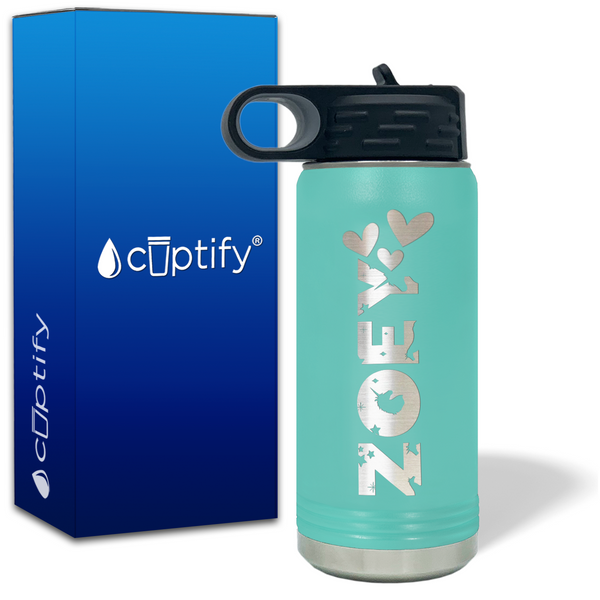 Kids Water Bottle Personalized with Name and Icon on 20oz Insulated Wa ...