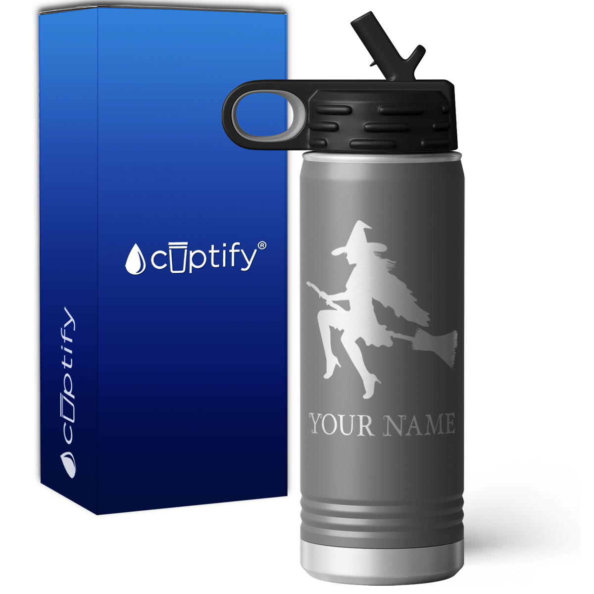 Flying Witch Personalized 20oz Sport Water Bottle