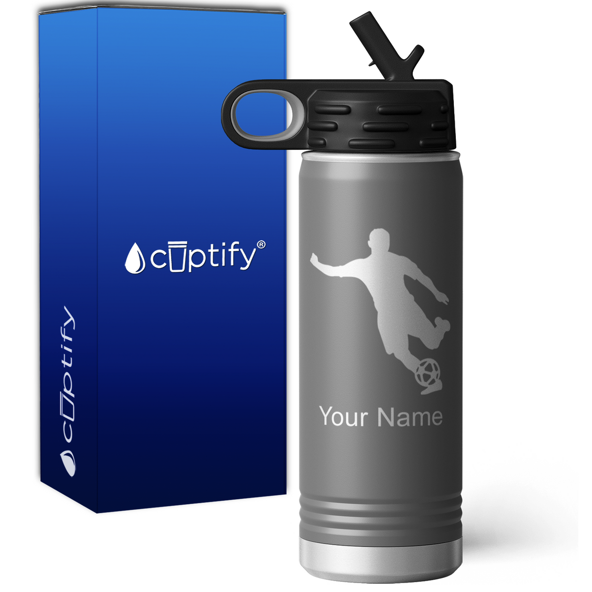 Soccer Player Personalized 20oz Sport Water Bottle
