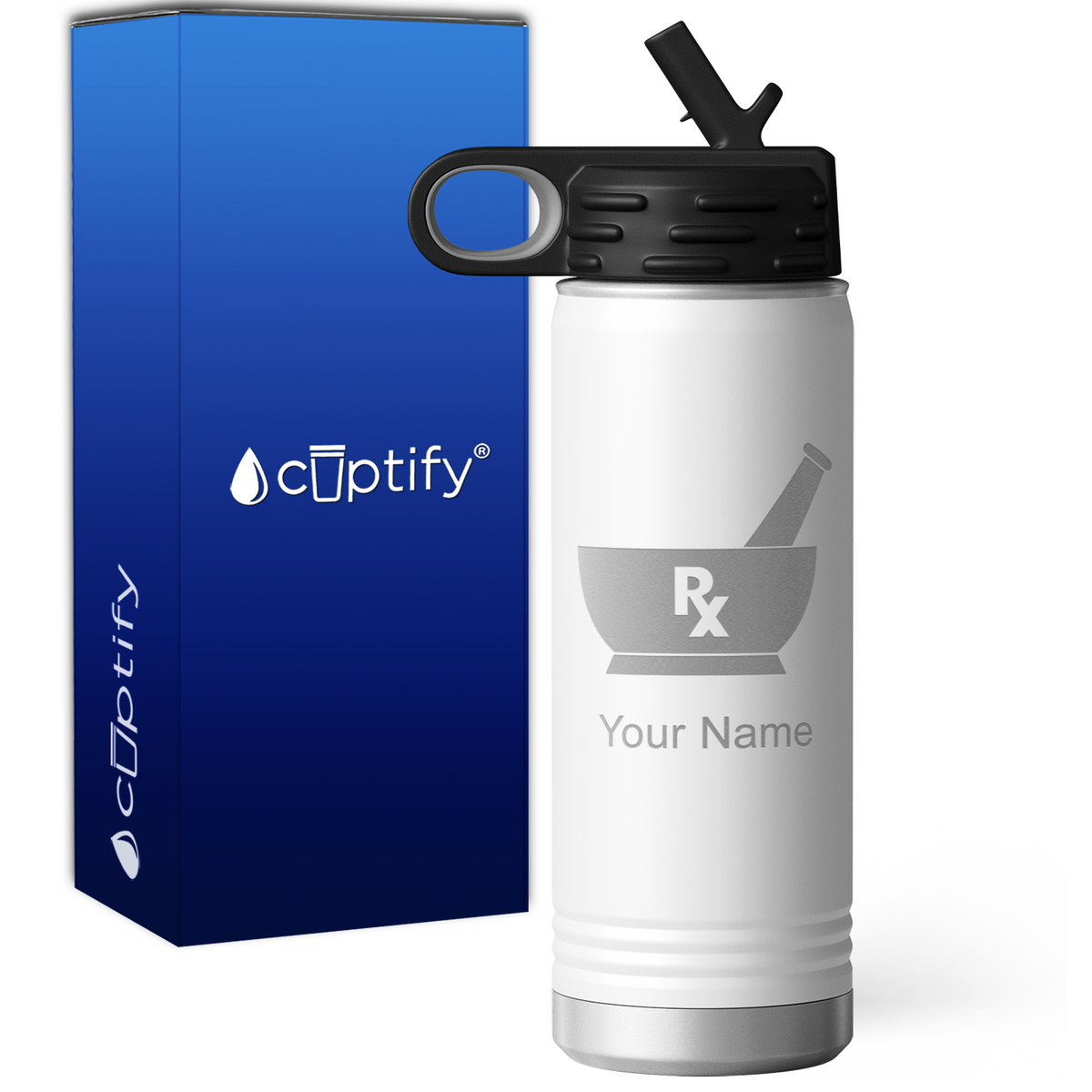 Apothecary Mortar and Bowl Mixer Personalized 20oz Sport Water Bottle