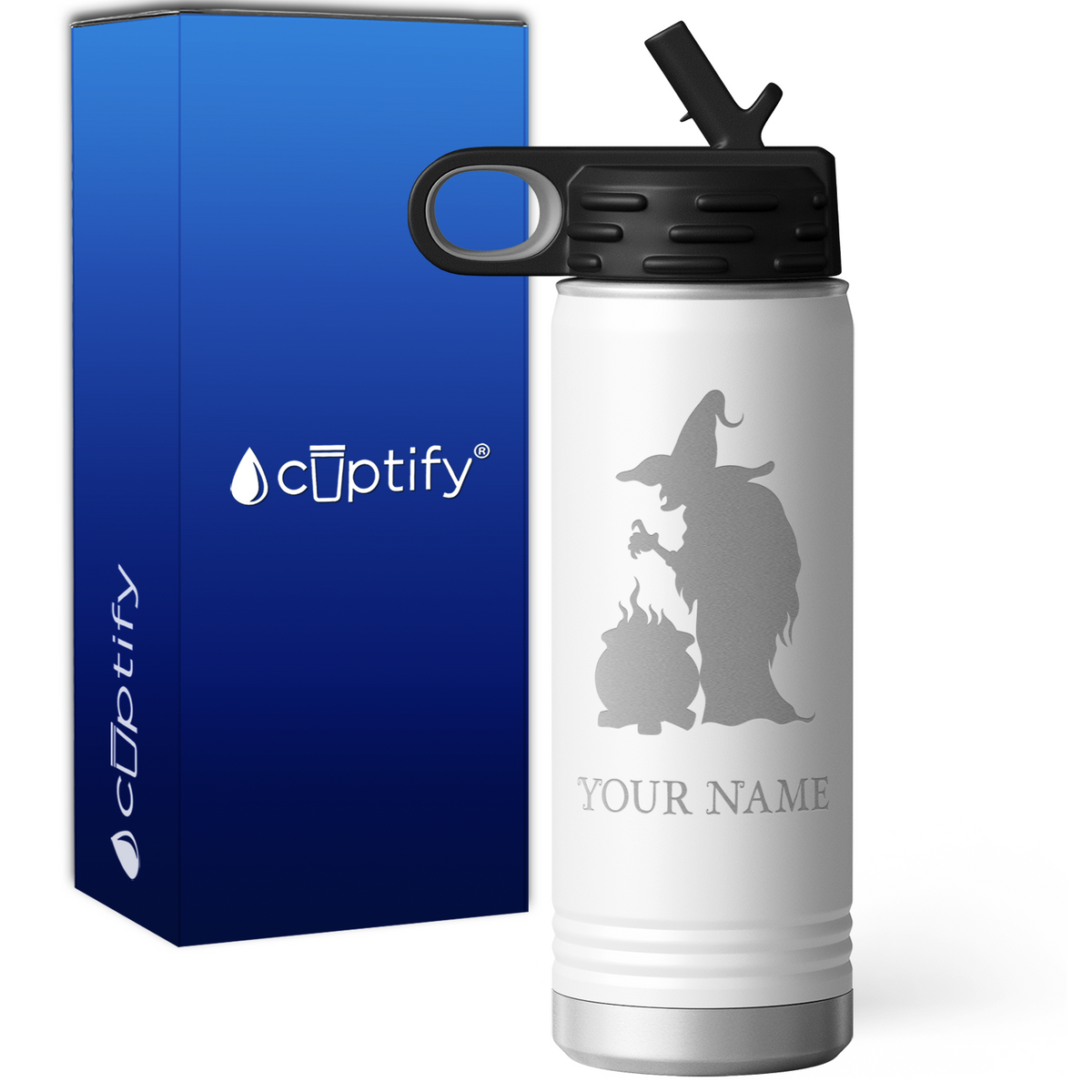 Witch with Cauldron Personalized 20oz Sport Water Bottle