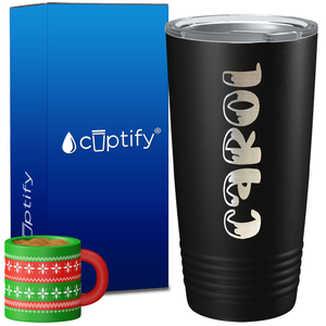 Personalized Frosty Christmas Font on 20oz Tumbler