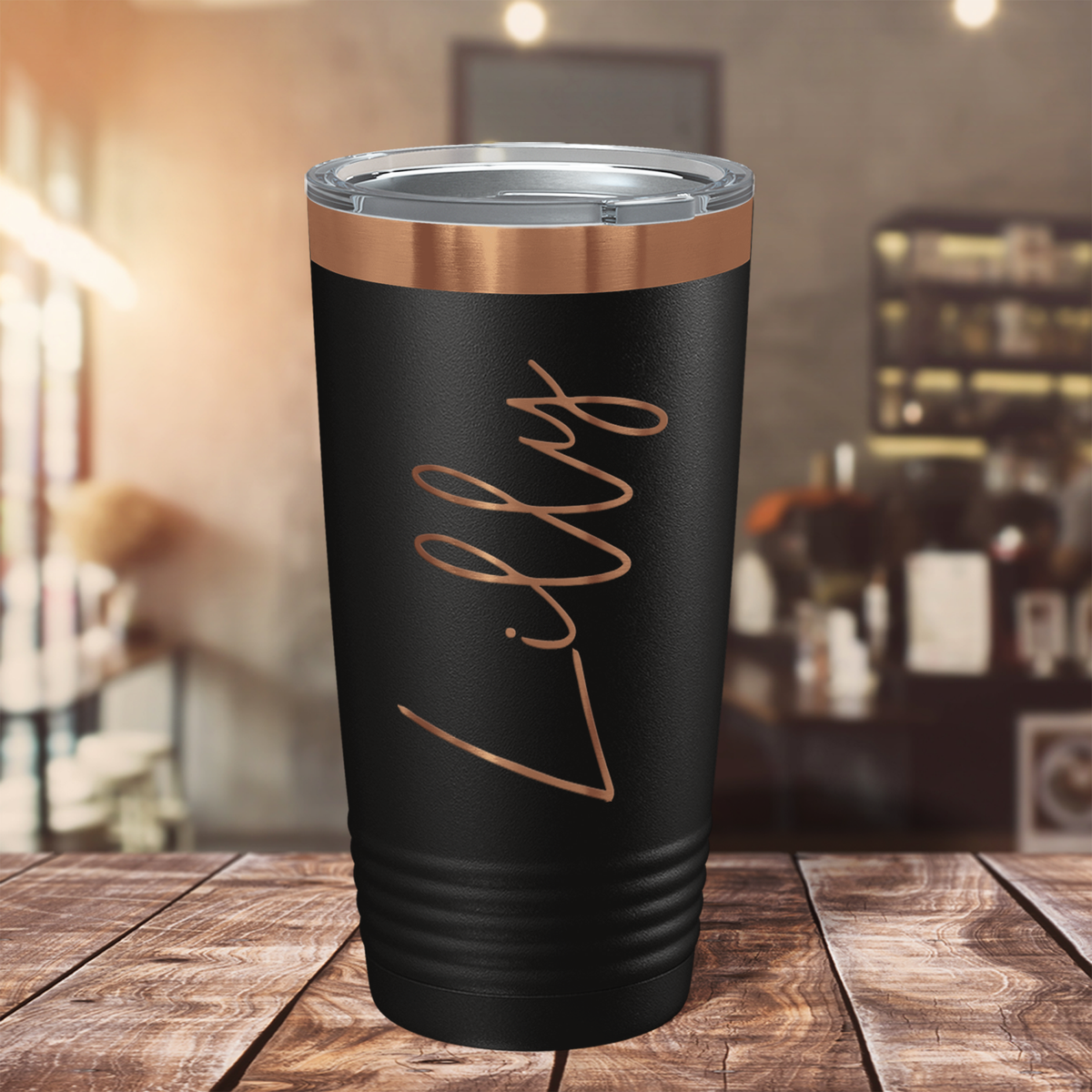 Personalized Black with Ion Rose Gold 20oz Engraved Tumbler