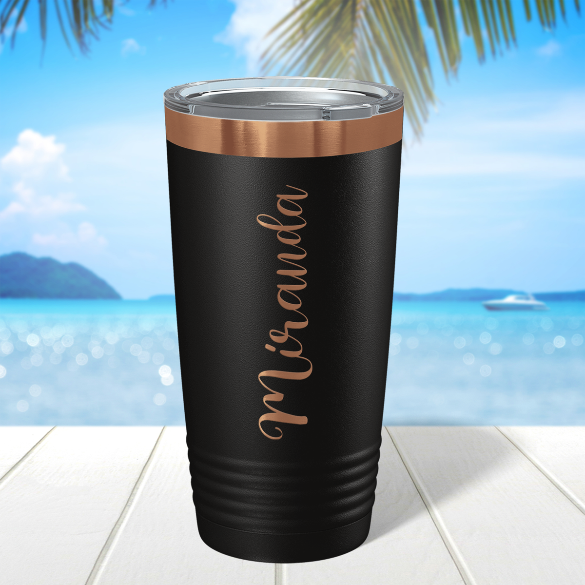Personalized Black with Ion Rose Gold 20oz Engraved Tumbler