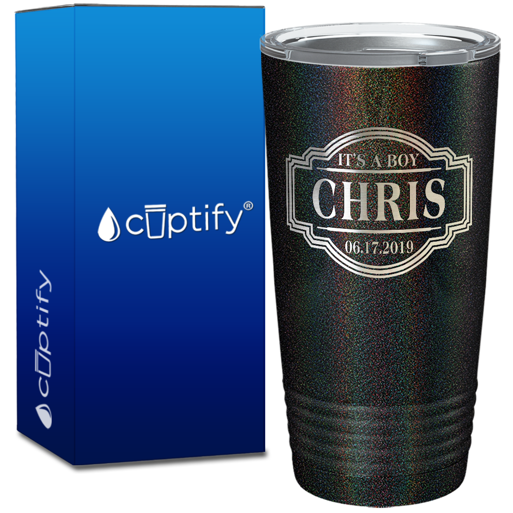 Personalized It's a Boy with Name and Date 20oz Tumbler