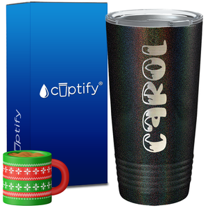 Personalized Frosty Christmas Font on 20oz Tumbler