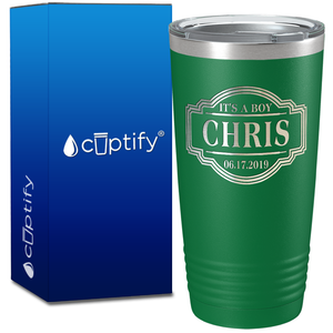 Personalized It's a Boy with Name and Date 20oz Tumbler