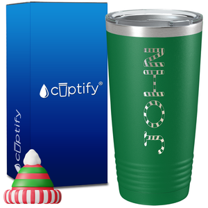 Personalized Candy Canes Christmas Font on 20oz Tumbler