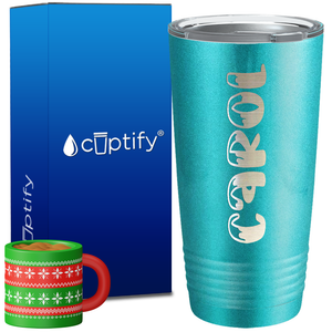 Personalized Frosty Christmas Font on 20oz Tumbler