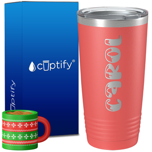 Personalized Frosty Christmas Font on 20oz Tumbler