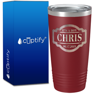 Personalized It's a Boy with Name and Date 20oz Tumbler