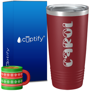 Personalized Frosty Christmas Font on 20oz Tumbler