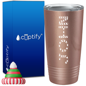 Personalized Candy Canes Christmas Font on 20oz Tumbler