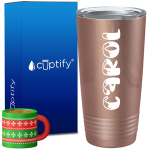 Personalized Frosty Christmas Font on 20oz Tumbler