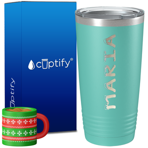 Personalized Snowy Christmas Font on 20oz Tumbler