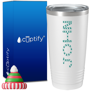 Personalized Candy Canes Christmas Font on 20oz Tumbler