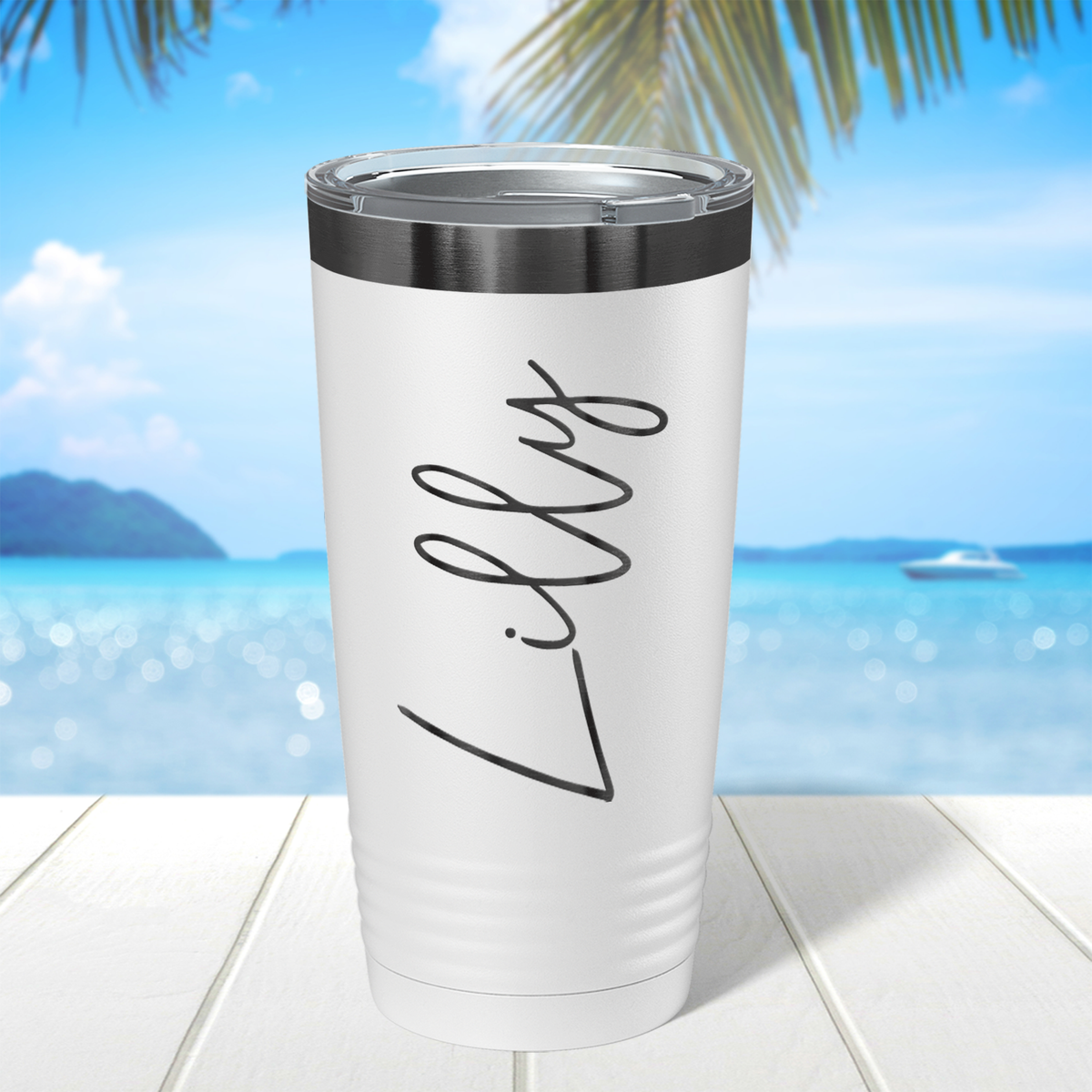 Personalized White with Ion Ghost Black 20oz Engraved Tumbler