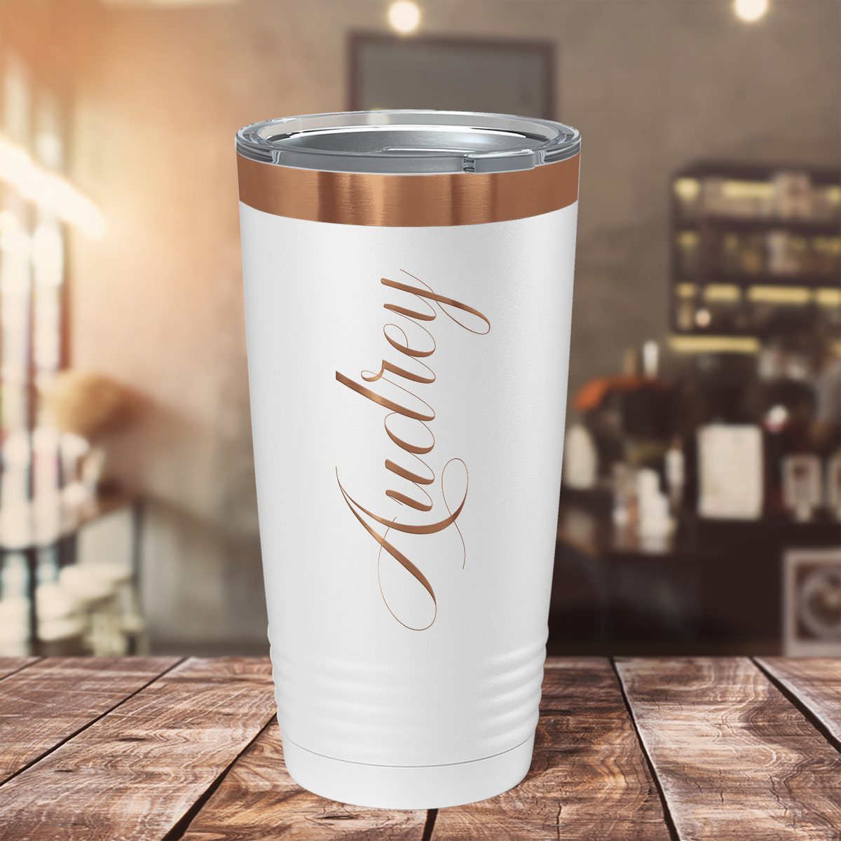 Personalized White with Ion Rose Gold 20oz Engraved Tumbler
