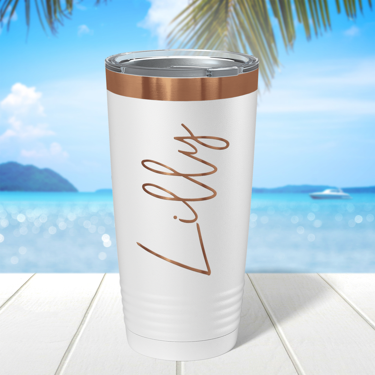 Personalized White with Ion Rose Gold 20oz Engraved Tumbler