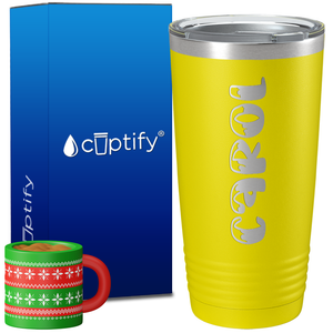 Personalized Frosty Christmas Font on 20oz Tumbler