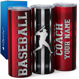 Personalized Baseball Coach Stripes 20oz Skinny Tumbler