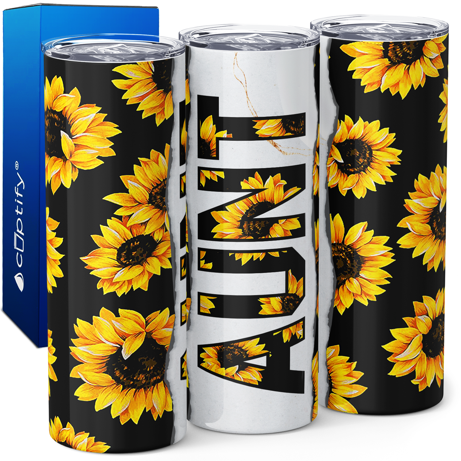 Aunt with Sunflowers 20oz Skinny Tumbler